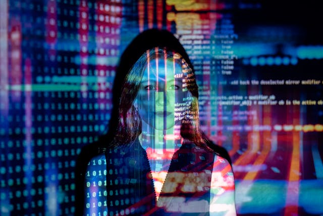 Futuristic digital landscape with illuminated cubes, representing data, analytics, and technology.
